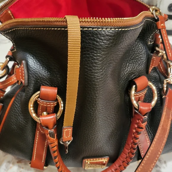Dooney & Bourke Black and Brown Structured Leather Satchel - Picture 5 of 13